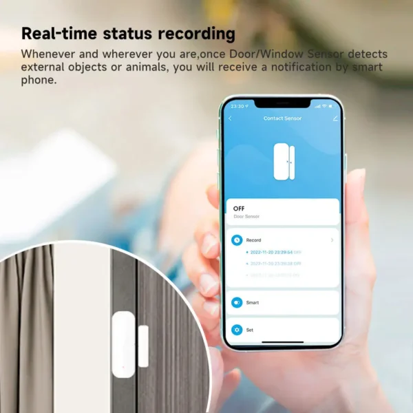 SWYAM Smart Door Sensor – Records Door Open/Close Activity, Compact Security Sensor