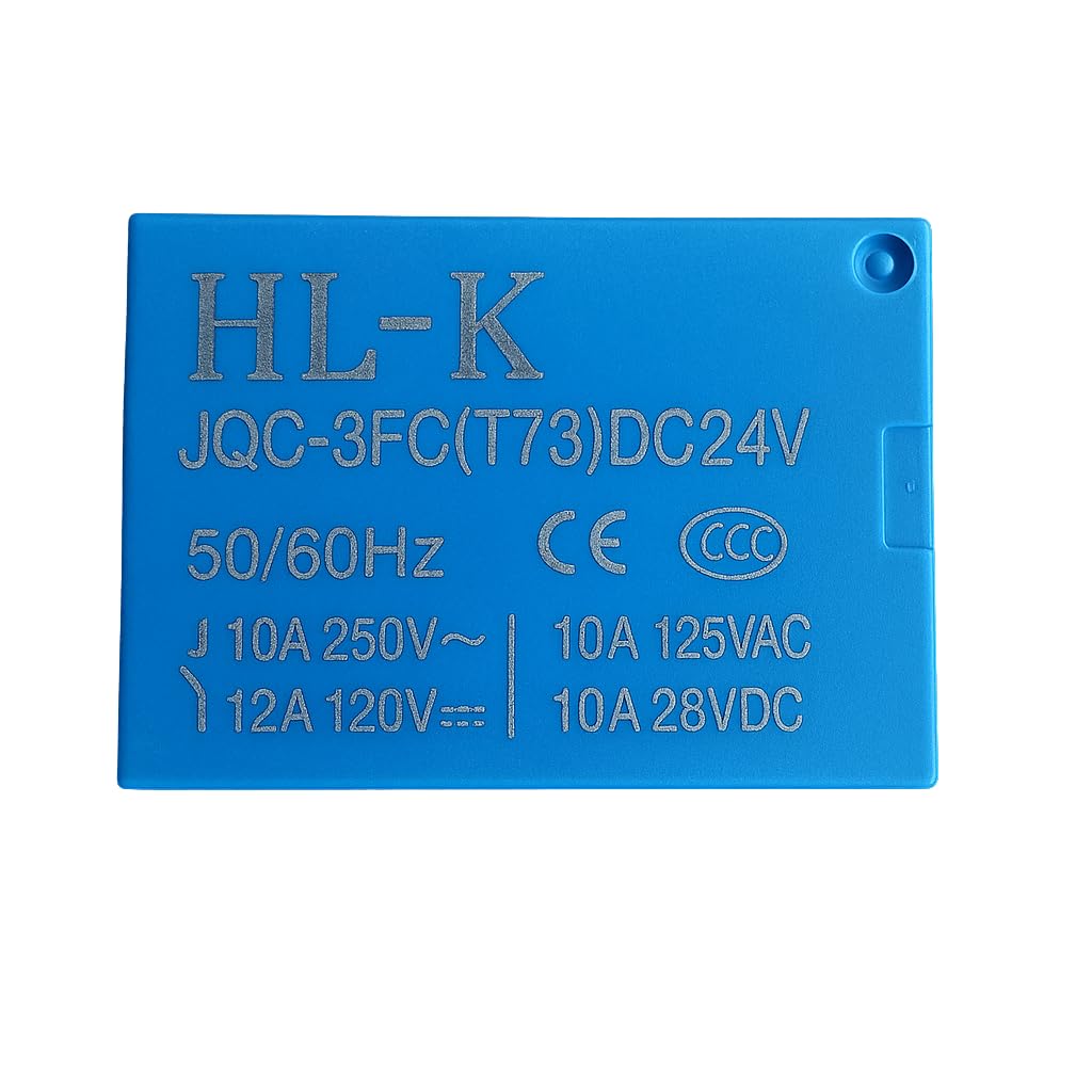 HL-K JQC-3FC(T73) DC 24V 10A 250VAC SPDT 5-Pin PCB Mount Electromagnetic Module for Industrial & Electronic Projects (Pack of 1) HL-K JQC-3FC(T73) DC 24V 10A 250VAC SPDT 5-Pin PCB Mount Electromagnetic Module for Industrial & Electronic Projects (Pack of 1)