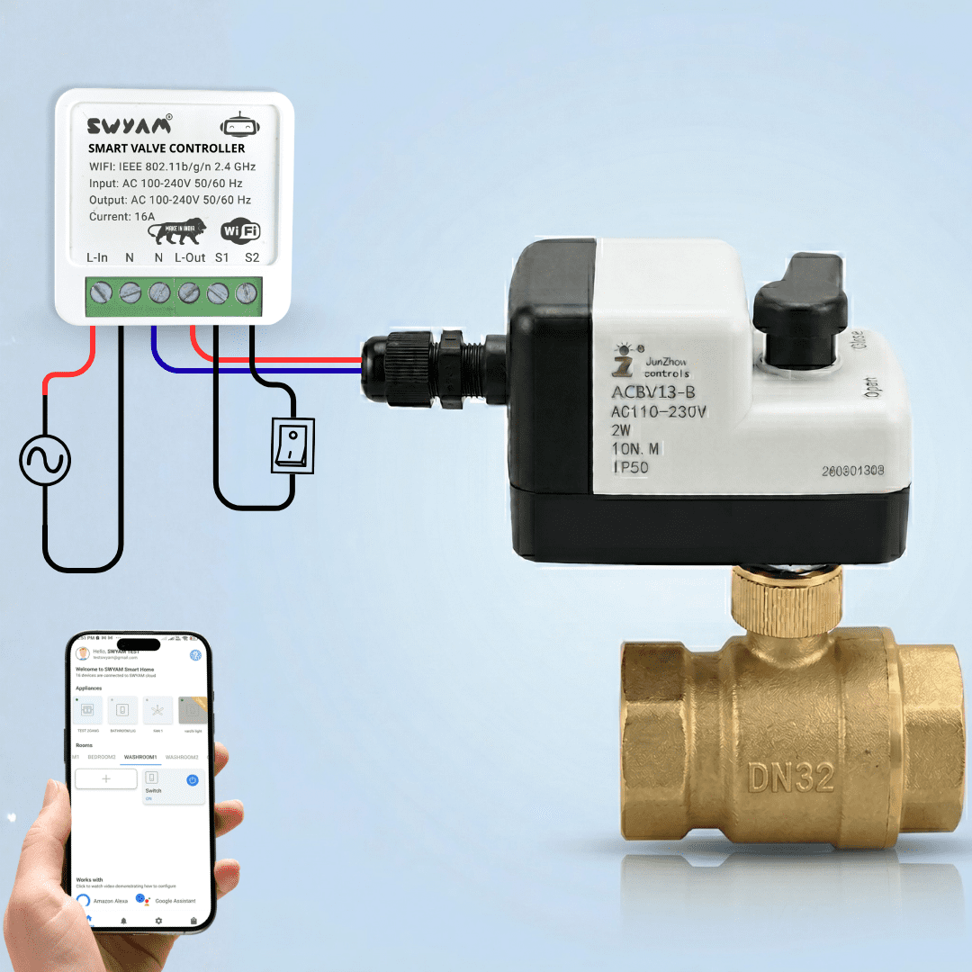 SWYAM Smart 2-Way Motorized Brass Ball Valve (DN32 | 1.25 Inch) SWYAM Smart 2-Way Motorized Brass Ball Valve (DN32 | 1.25 Inch)
